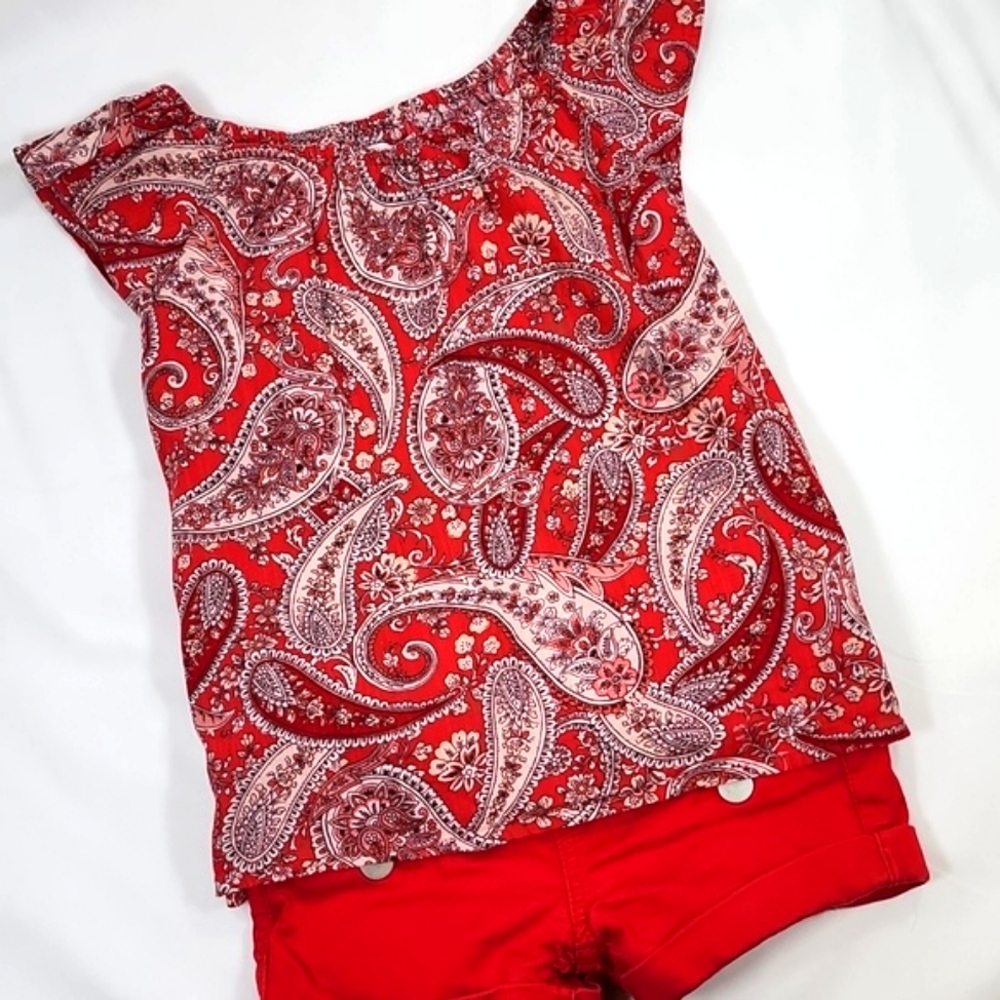 OLD NAVY RED PAISLEY 2PC SET SIZE 6